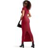 imageSUUKSESS Women Fitted Bodycon Maxi Dress Y2K Crew Neck Short Sleeve Long DressRed