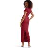 imageSUUKSESS Women Fitted Bodycon Maxi Dress Y2K Crew Neck Short Sleeve Long DressRed
