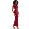 imageSUUKSESS Women Fitted Bodycon Maxi Dress Y2K Crew Neck Short Sleeve Long DressRed