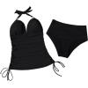 imageSUUKSESS Women Halter Tankini Bathing Suits Sexy Slimming Tummy Control Swimsuits 2 Pieces0 Black