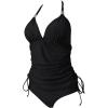imageSUUKSESS Women Halter Tankini Bathing Suits Sexy Slimming Tummy Control Swimsuits 2 Pieces0 Black