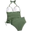 imageSUUKSESS Women Halter Tankini Bathing Suits Sexy Slimming Tummy Control Swimsuits 2 Pieces1 Army Green