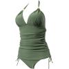 imageSUUKSESS Women Halter Tankini Bathing Suits Sexy Slimming Tummy Control Swimsuits 2 Pieces1 Army Green