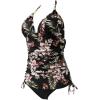 imageSUUKSESS Women Halter Tankini Bathing Suits Sexy Slimming Tummy Control Swimsuits 2 Pieces1 Black Floral