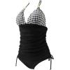 imageSUUKSESS Women Halter Tankini Bathing Suits Sexy Slimming Tummy Control Swimsuits 2 Pieces1 Black Gingham