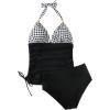 imageSUUKSESS Women Halter Tankini Bathing Suits Sexy Slimming Tummy Control Swimsuits 2 Pieces1 Black Gingham