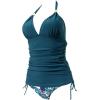 imageSUUKSESS Women Halter Tankini Bathing Suits Sexy Slimming Tummy Control Swimsuits 2 Pieces1 Blue Floral