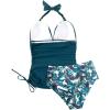 imageSUUKSESS Women Halter Tankini Bathing Suits Sexy Slimming Tummy Control Swimsuits 2 Pieces1 Blue Floral
