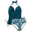 imageSUUKSESS Women Halter Tankini Bathing Suits Sexy Slimming Tummy Control Swimsuits 2 Pieces1 Blue Floral