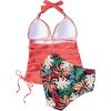 imageSUUKSESS Women Halter Tankini Bathing Suits Sexy Slimming Tummy Control Swimsuits 2 Pieces1 Coral Pink Leaf