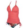 imageSUUKSESS Women Halter Tankini Bathing Suits Sexy Slimming Tummy Control Swimsuits 2 Pieces1 Coral Pink Leaf