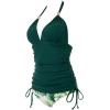 imageSUUKSESS Women Halter Tankini Bathing Suits Sexy Slimming Tummy Control Swimsuits 2 Pieces1 Green Floral