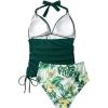 imageSUUKSESS Women Halter Tankini Bathing Suits Sexy Slimming Tummy Control Swimsuits 2 Pieces1 Green Floral