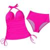 imageSUUKSESS Women Halter Tankini Bathing Suits Sexy Slimming Tummy Control Swimsuits 2 Pieces1 Hot Pink