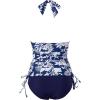 imageSUUKSESS Women Halter Tankini Bathing Suits Sexy Slimming Tummy Control Swimsuits 2 Pieces1 Navy Blue Floral