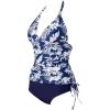 imageSUUKSESS Women Halter Tankini Bathing Suits Sexy Slimming Tummy Control Swimsuits 2 Pieces1 Navy Blue Floral
