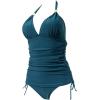 imageSUUKSESS Women Halter Tankini Bathing Suits Sexy Slimming Tummy Control Swimsuits 2 Pieces1 Peacock Green