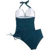 imageSUUKSESS Women Halter Tankini Bathing Suits Sexy Slimming Tummy Control Swimsuits 2 Pieces1 Peacock Green