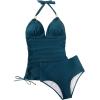 imageSUUKSESS Women Halter Tankini Bathing Suits Sexy Slimming Tummy Control Swimsuits 2 Pieces1 Peacock Green
