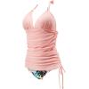 imageSUUKSESS Women Halter Tankini Bathing Suits Sexy Slimming Tummy Control Swimsuits 2 Pieces1 Pink Floral