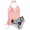 imageSUUKSESS Women Halter Tankini Bathing Suits Sexy Slimming Tummy Control Swimsuits 2 Pieces1 Pink Floral