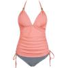 imageSUUKSESS Women Halter Tankini Bathing Suits Sexy Slimming Tummy Control Swimsuits 2 Pieces1 Pinkorange Stripe