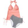 imageSUUKSESS Women Halter Tankini Bathing Suits Sexy Slimming Tummy Control Swimsuits 2 Pieces1 Pinkorange Stripe