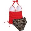 imageSUUKSESS Women Halter Tankini Bathing Suits Sexy Slimming Tummy Control Swimsuits 2 Pieces1 Red Leopard