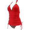 imageSUUKSESS Women Halter Tankini Bathing Suits Sexy Slimming Tummy Control Swimsuits 2 Pieces1 Red Leopard