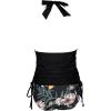 imageSUUKSESS Women Halter Tankini Bathing Suits Sexy Slimming Tummy Control Swimsuits 2 Pieces1 Retro Floral Black