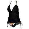 imageSUUKSESS Women Halter Tankini Bathing Suits Sexy Slimming Tummy Control Swimsuits 2 Pieces1 Retro Floral Black