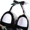 imageSUUKSESS Women Halter Tankini Bathing Suits Sexy Slimming Tummy Control Swimsuits 2 Pieces1 Tropical Floral Black