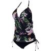 imageSUUKSESS Women Halter Tankini Bathing Suits Sexy Slimming Tummy Control Swimsuits 2 Pieces1 Tropical Floral Black