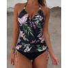 imageSUUKSESS Women Halter Tankini Bathing Suits Sexy Slimming Tummy Control Swimsuits 2 Pieces1 Tropical Floral Black