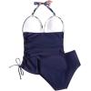 imageSUUKSESS Women Halter Tankini Bathing Suits Sexy Slimming Tummy Control Swimsuits 2 Pieces1 Vintage Blue Floral