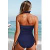 imageSUUKSESS Women Halter Tankini Bathing Suits Sexy Slimming Tummy Control Swimsuits 2 Pieces1 Vintage Blue Floral