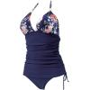 imageSUUKSESS Women Halter Tankini Bathing Suits Sexy Slimming Tummy Control Swimsuits 2 Pieces1 Vintage Blue Floral