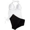 imageSUUKSESS Women Halter Tankini Bathing Suits Sexy Slimming Tummy Control Swimsuits 2 Pieces1 White Black