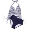 imageSUUKSESS Women Halter Tankini Bathing Suits Sexy Slimming Tummy Control Swimsuits 2 Pieces1 White Blue Stripe