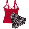 imageSUUKSESS Women Halter Tankini Bathing Suits Sexy Slimming Tummy Control Swimsuits 2 Pieces72 Red Leopard