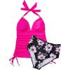 imageSUUKSESS Women Halter Tankini Bathing Suits Sexy Slimming Tummy Control Swimsuits 2 PiecesHot Pink Floral