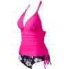 imageSUUKSESS Women Halter Tankini Bathing Suits Sexy Slimming Tummy Control Swimsuits 2 PiecesHot Pink Floral