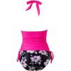 imageSUUKSESS Women Halter Tankini Bathing Suits Sexy Slimming Tummy Control Swimsuits 2 PiecesHot Pink Floral