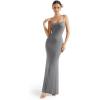 imageSUUKSESS Women Ribbed Long Slip Maxi Dress Sleeveless Sexy Bodycon Dresses1 Grey