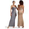 imageSUUKSESS Women Ribbed Long Slip Maxi Dress Sleeveless Sexy Bodycon Dresses1 Grey