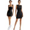 imageSUUKSESS Women Ribbed Sexy Mini Dress Square Neck Sleeveless Bodycon Dresses