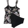 imageSUUKSESS Women Ruffle High Waisted Tankini Swimsuit Tummy Control Bathing Suit80 Black Floral