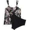 imageSUUKSESS Women Ruffle High Waisted Tankini Swimsuit Tummy Control Bathing Suit80 Black Floral