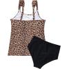 imageSUUKSESS Women Ruffle High Waisted Tankini Swimsuit Tummy Control Bathing Suit80 Leopard Black