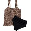 imageSUUKSESS Women Ruffle High Waisted Tankini Swimsuit Tummy Control Bathing Suit80 Leopard Black